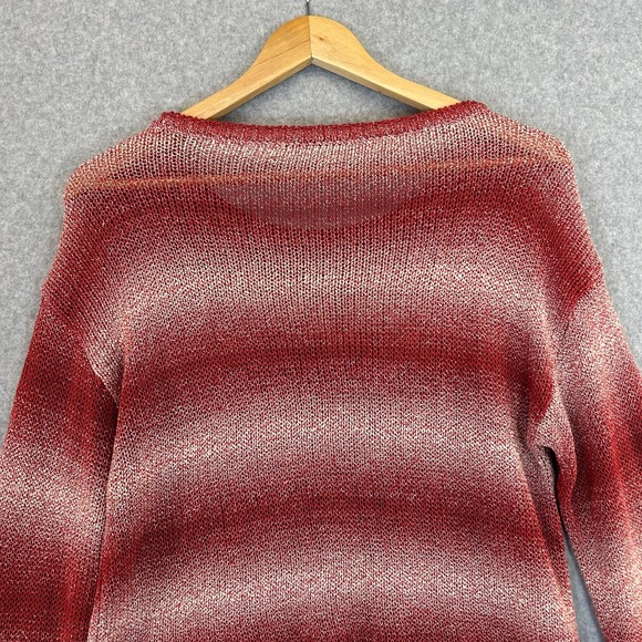 alice + olivia Ethan Knit Sweater Ombre Red White Stripe Xmas Sheer Size M / L ? - Picture 8 of 12